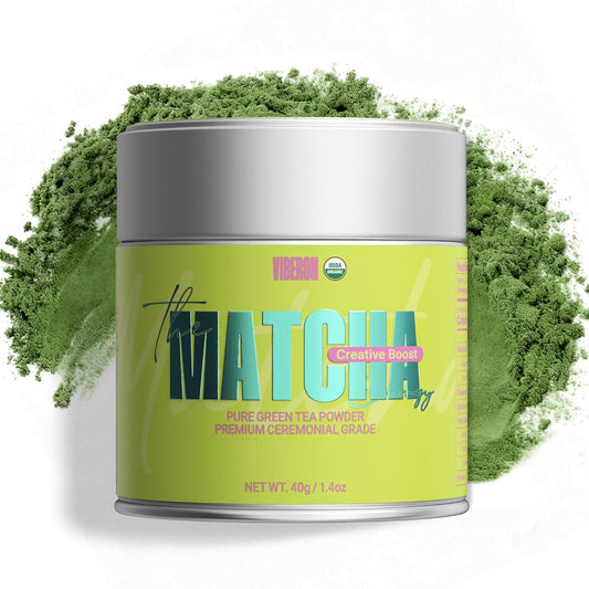 Viberon Organic Ceremonial Matcha Green Tea Powder - Premium Ceremonial Grade, USDA Certified, First Spring Harvest, 100% Pure - Sugar Free, Gluten Free (40g / 1.4oz Tin)