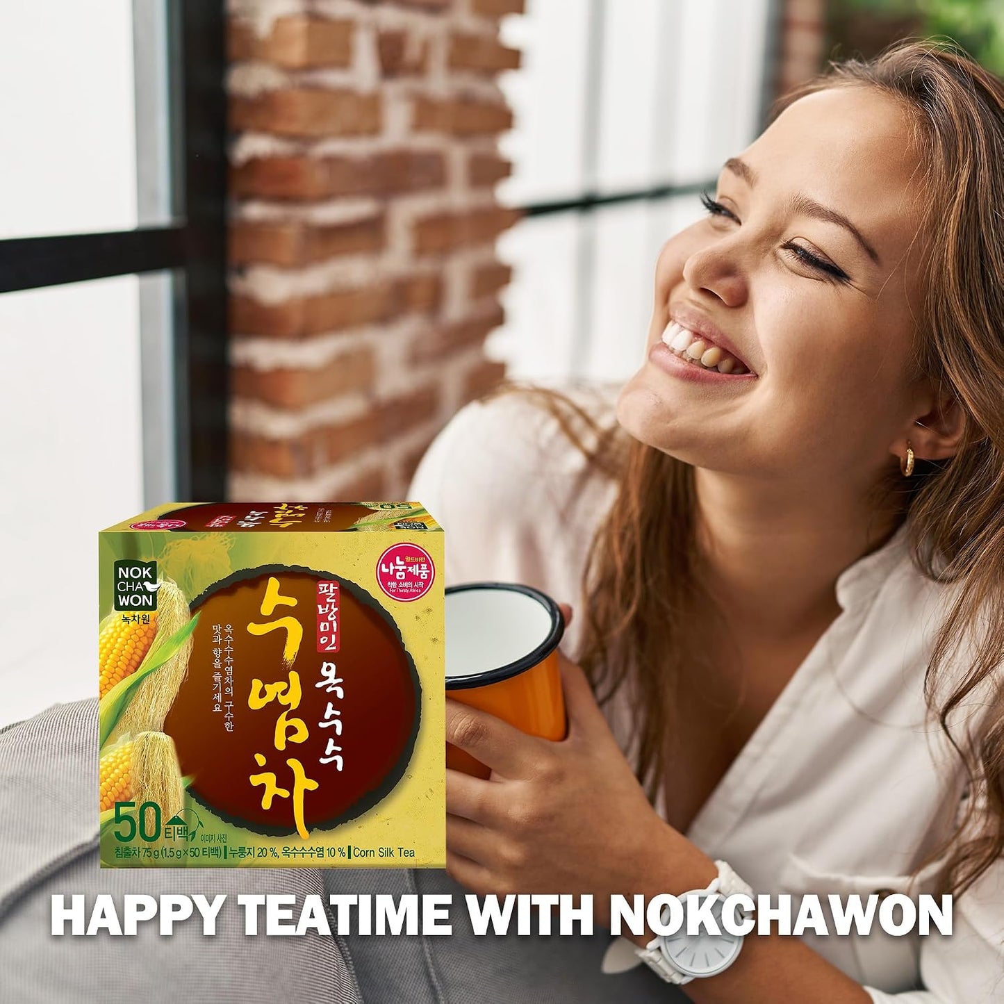 [Nokchawon] Korean Corn Silk Tea Bags - Caffeine Free Roasted Corn Tea for Wellness, Daily Hydration and De-bloating Support - Traditional Savory Grain Tea - 50 Count