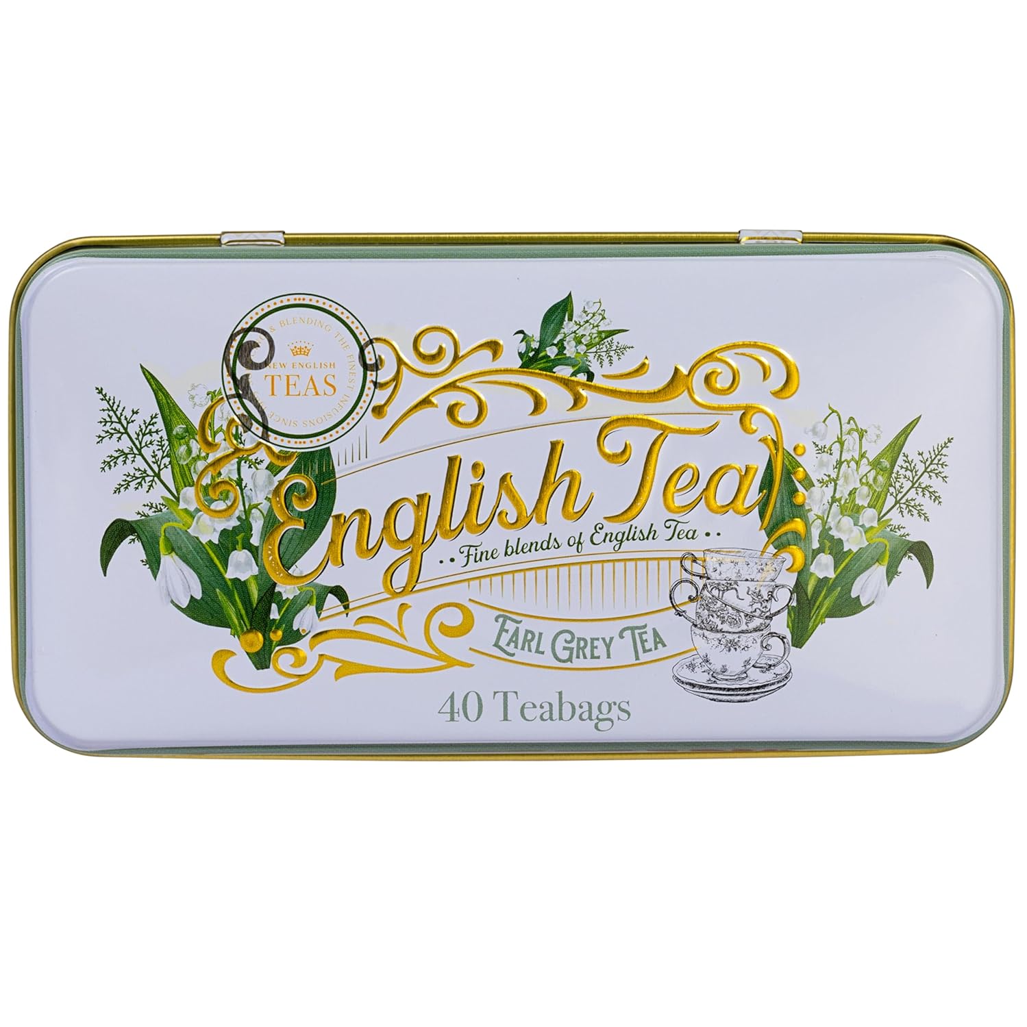 New English Teas Lily of the Valley Tea Tin with 40 Earl Grey Teabags