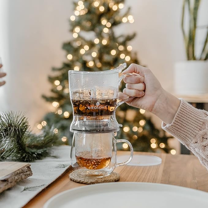 Grosche Aberdeen Tea Infuser Teapot & Smart Tea Maker - BPA-Free, Drip-Free Design, Coaster, Easy Brew, Easy Clean Steeper, Loose Leaf Brewing