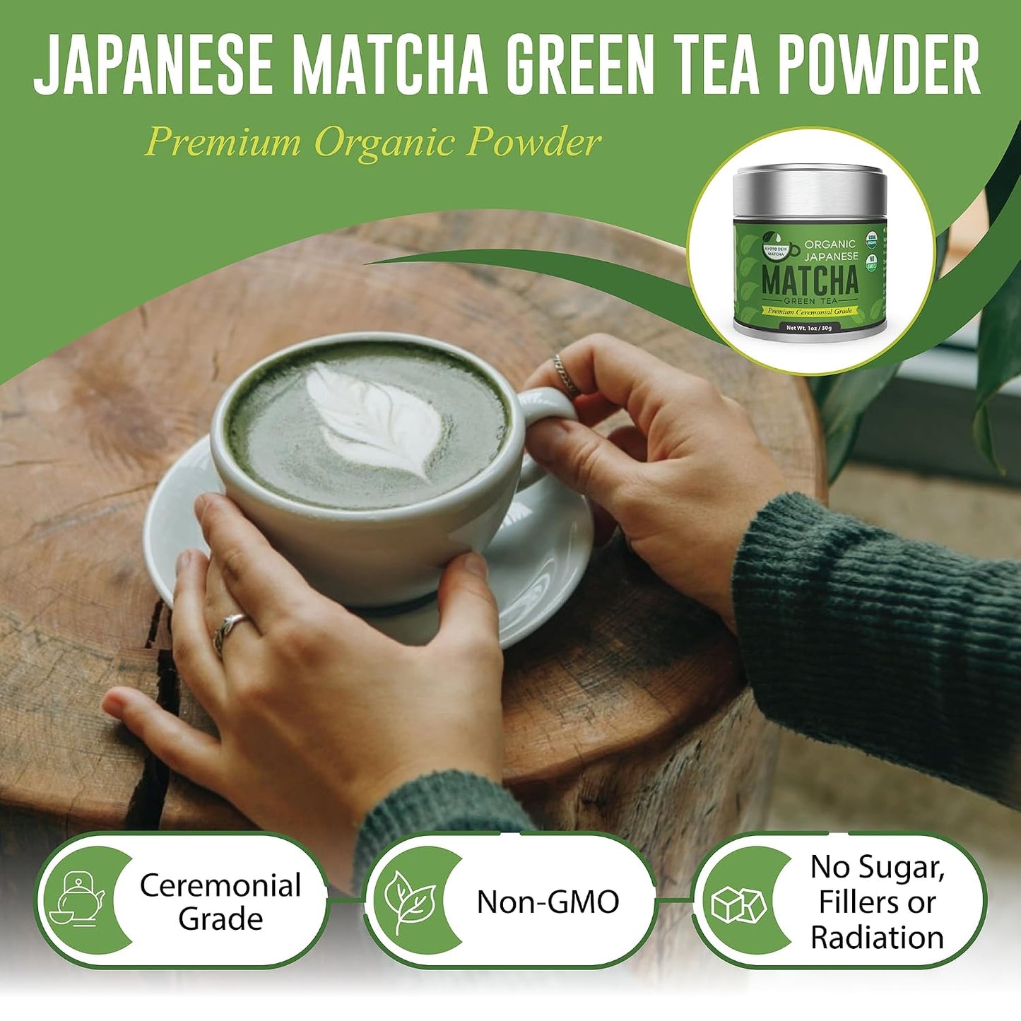 Kyoto Dew Matcha Organic Ceremonial Grade Matcha Powder 30g | Organic Ceremonial Grade Matcha from Uji, Kyoto, Japan