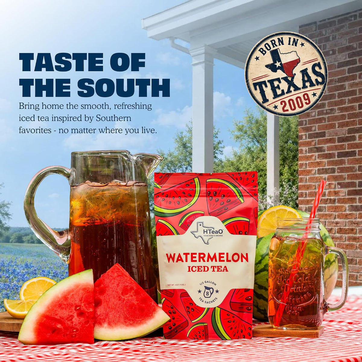 HTeaO Watermelon Iced Tea Bags - Make 4 Gallons - Texas Style - Black Tea