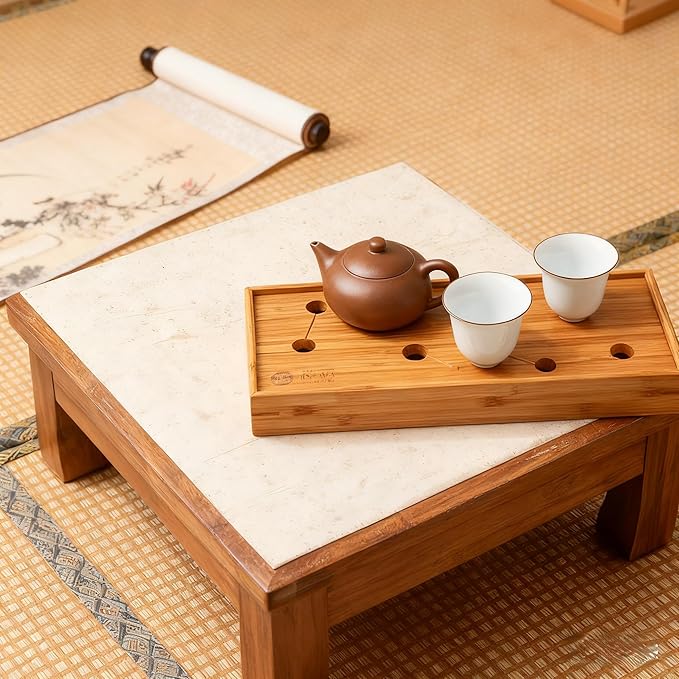 Seven Stars Bamboo Tea Tray 11.8x4.84x1.38in Gongfu Tea Tray Chinese Tea Set Japanese/Chinese Gongfu Tea Table Home Furnishing Serving Water Storage
