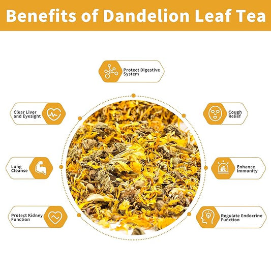 Dandelion Leaf & Root Tea Bags with 80 Count - Supports Kidney & Lung Function, Healthy Herbal Tea - Caffeine Free.