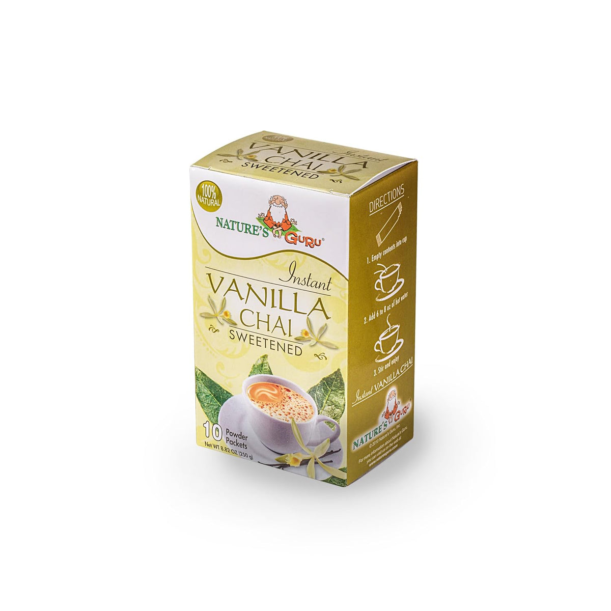 Nature's Guru Instant Vanilla Chai Tea Drink Mix Sweetened, 10 Count Single Serve On-the-Go Drink Packets