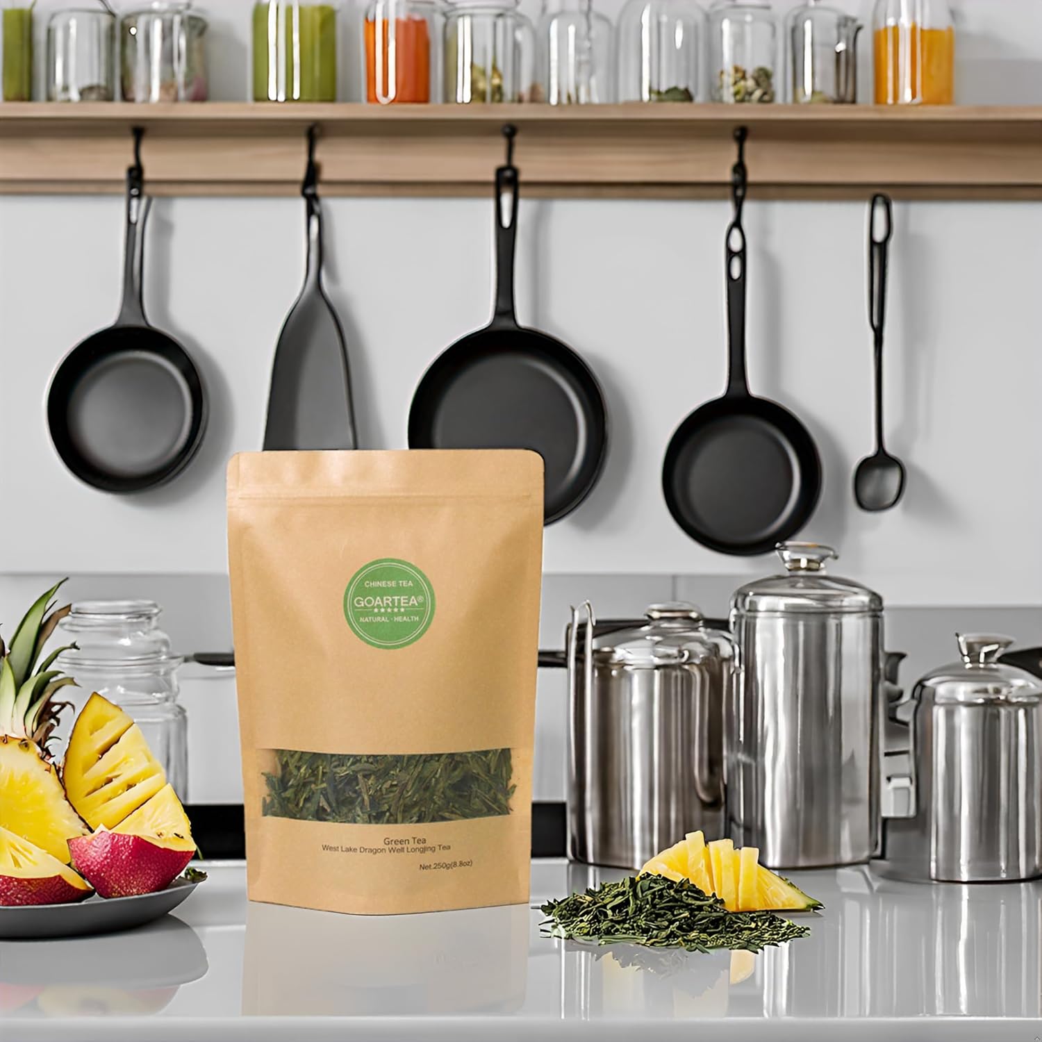 GOARTEA - Dragon Well Longjing Green Tea - 250g / 8.8oz West Lake Long Jing Green Tea - Loose Leaf Chinese Spring Xihu Dragonwell