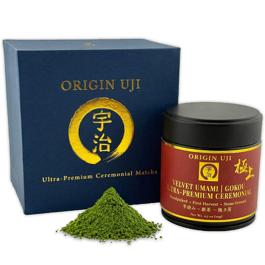 Origin Uji Ultra-Premium Ceremonial Matcha Green Tea Powder, Gokou Single Cultivar, Handpicked, First Harvest, 30+ Day Shade-Grown, Stone-Ground