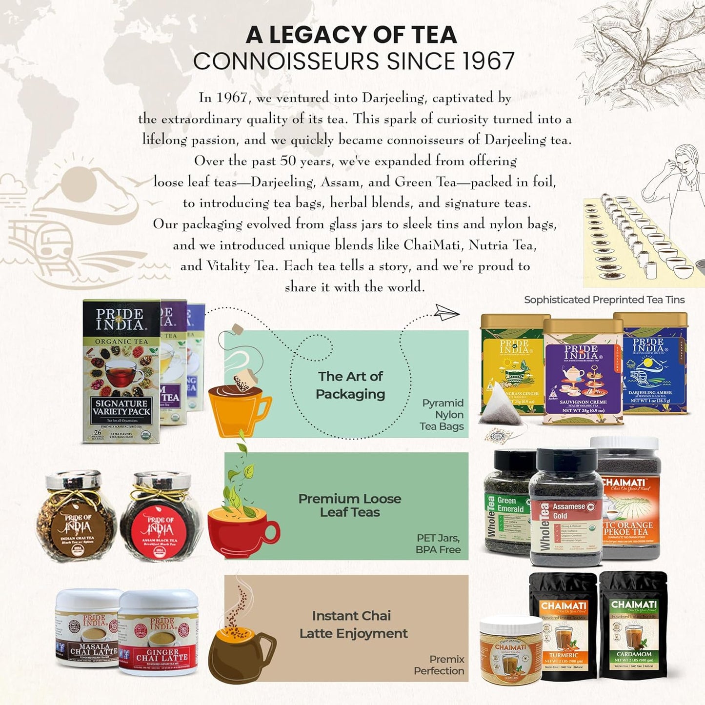 Pride of India Darjeeling Amber Black Tea 1 oz (28.3g) – 15 Tea Bags Individually Wrapped | Full Leaf Darjeeling Tea with Smooth Musky Floral Flavor for Hot or Iced Drinks | Single Estate Certified