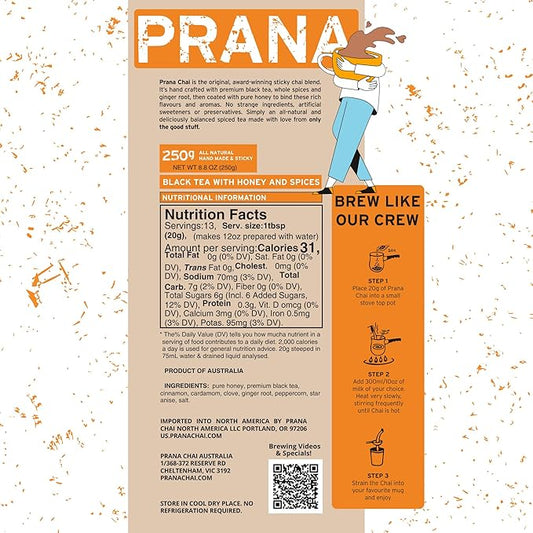 Prana Chai Lovers Starter Pack with Tea Pot, Fine Mesh Strainer & All-Natural Masala Blend - Hand-Blended With Honey for Homemade Chai Tea