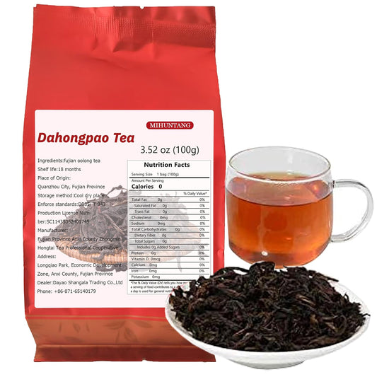 Da Hong Pao Roasted Oolong Tea Loose Leaf 3.5oz Fujian Wuyi Da Hong Pao Dahongpao Big Red Robe Rock Loose Leaf Oolong Tea 100g