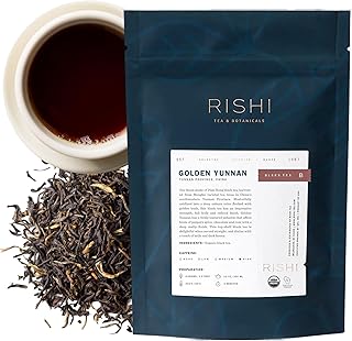 Rishi Tea Golden Yunnan Black Tea - Organic, Loose Leaf Tea, Smooth & Rich Ancient Chinese Tea, Energizing & Caffeinated - 4 Ounces, 14+ Servings