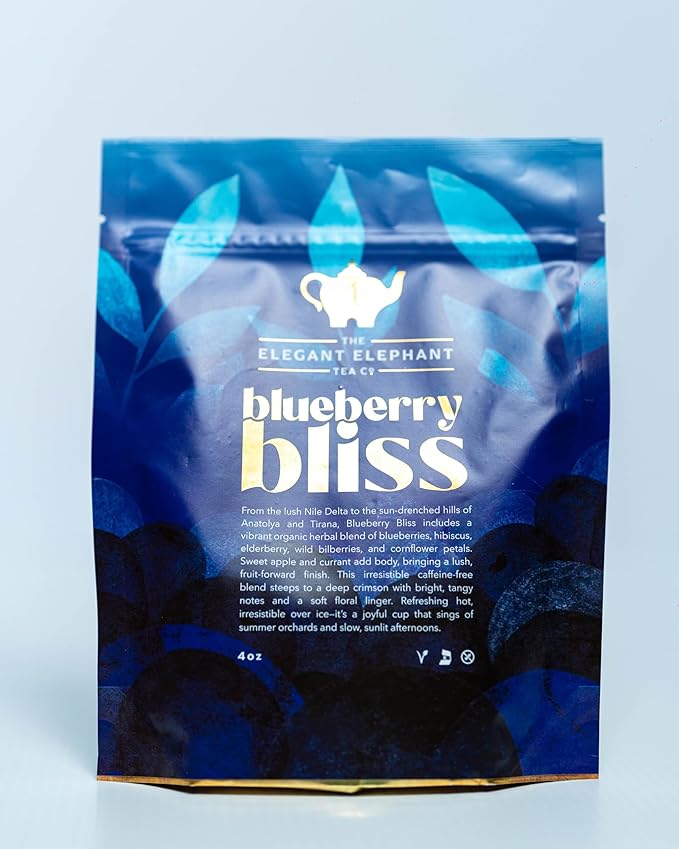 Blueberry Bliss Tea, Organic Loose Leaf Herbal Tea – Real Fruit, Summer Juice, Caffeine-Free, Refreshing Sweet Iced Drink