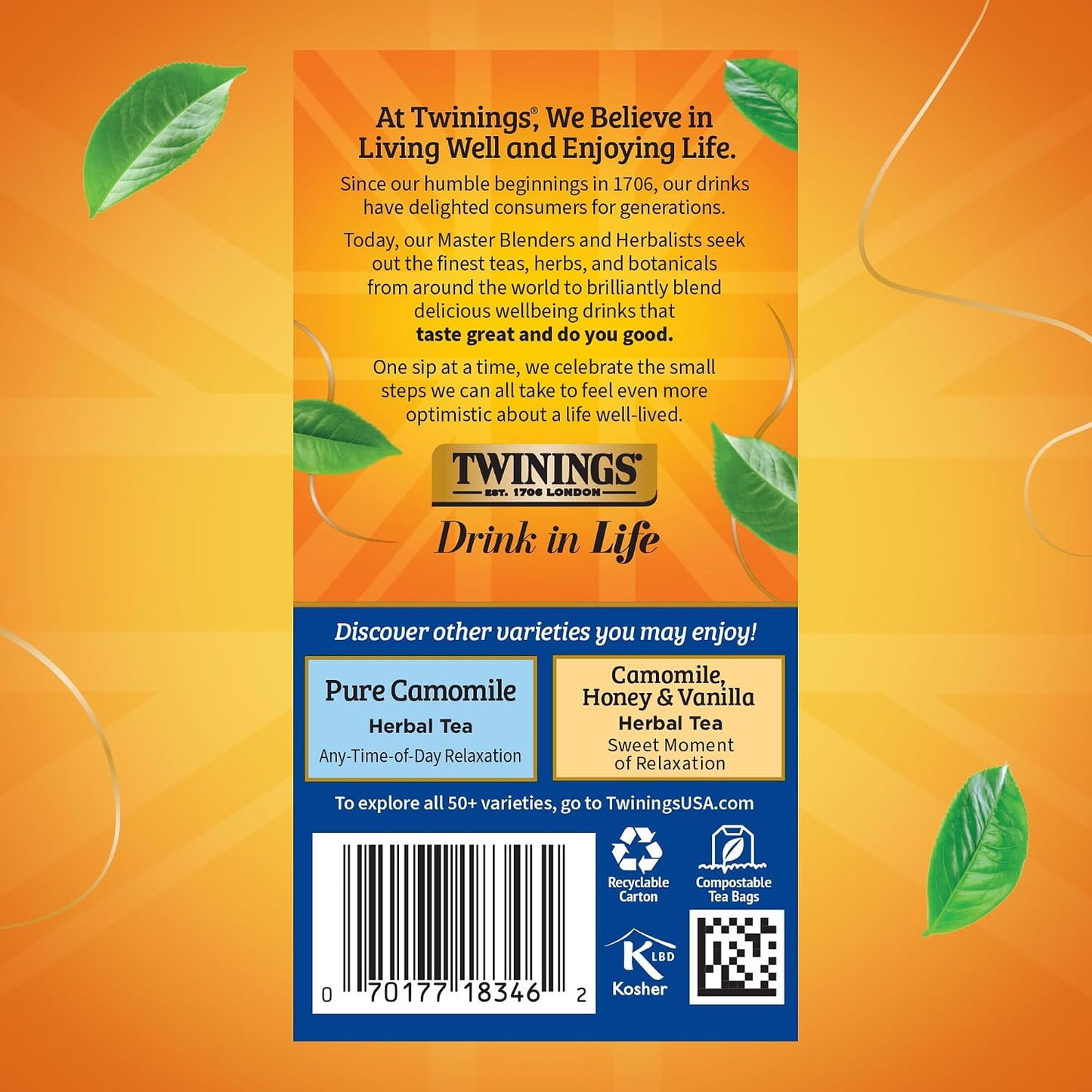 Twinings Nightly Calm Herbal Caffeine-Free Tea Bags, 20 CT Box (6 Pack) | Relaxing Before Bedtime, Spearmint, Camomile, Lemongrass, Naturally Caffeine-Free, 120 Foil Lined Individually Wrapped Bags