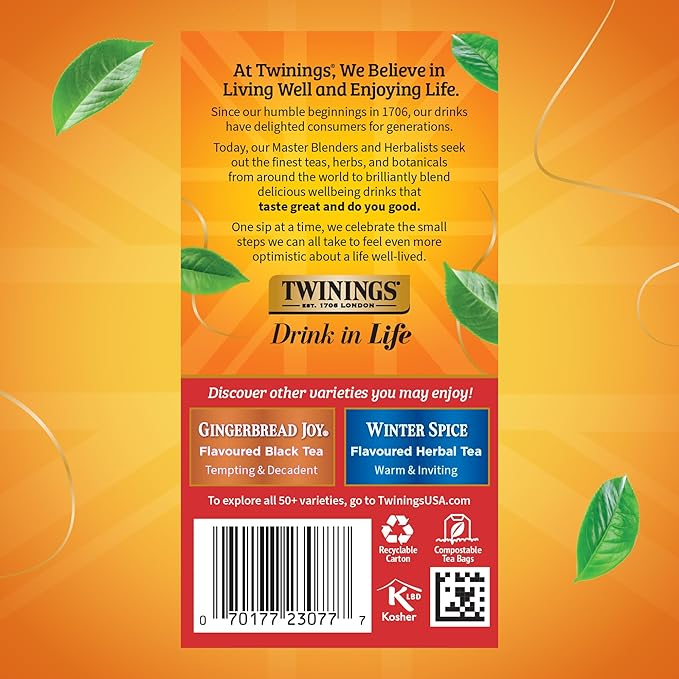 Twinings Christmas and Gingerbread Black Teas, 2-20 Count Packs, 40 Individually Wrapped Tea Bags, Aromatic with Holiday Spices, Caffeinated