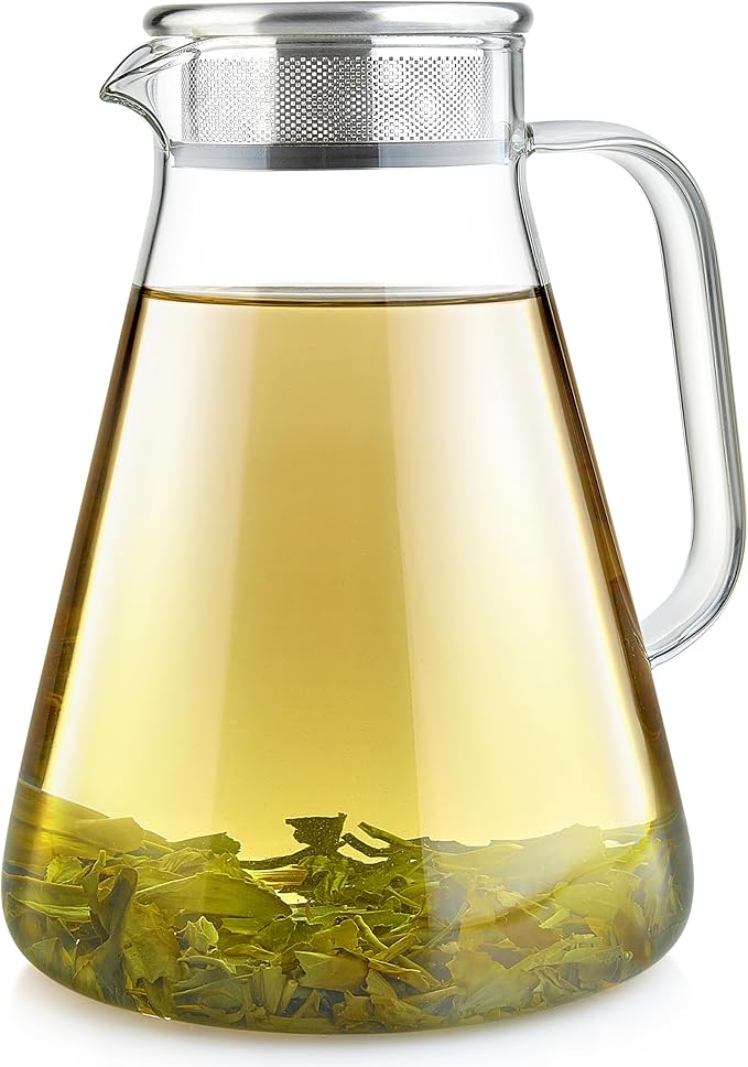 Teabloom One-Touch Tea Maker, 2-in-1 Teapot and Kettle with Stainless Steel Filter Lid for Loose Tea