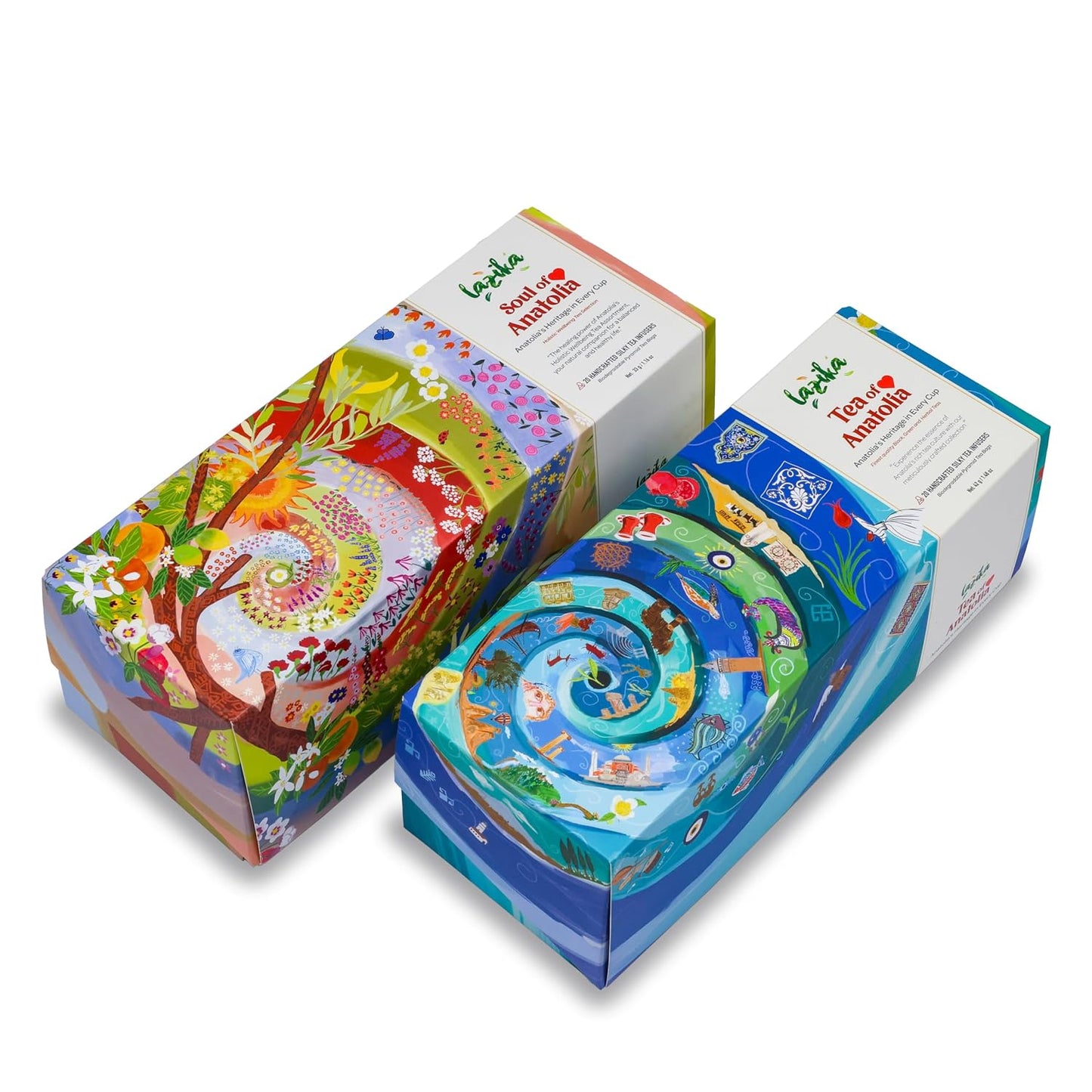 Lazika Tea Variety Pack with Lovely Presentation Box Pack of 2, Black, Green and Herbal Tea Sampler Gift Set, 10+10 Counts
