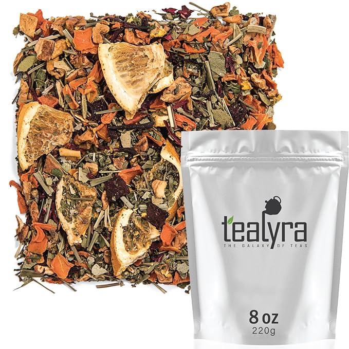 Tealyra - Orange Lemonade - Hibiscus - Eucalyptus - Lemongrass - Herbal Fruity Loose Leaf Tea Blend - VitaminsRich - Boost Immune System- 100% Natural – Hot and Iced - Caffeine-Free - 220g (8-ounce)