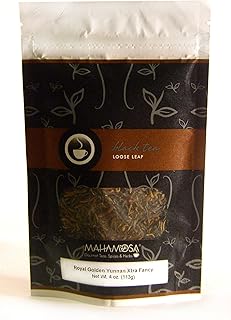 Mahamosa China Black Tea Loose Leaf (Looseleaf) - Royal Golden Yunnan Extra Fancy Supreme Long Leaf 4 Oz