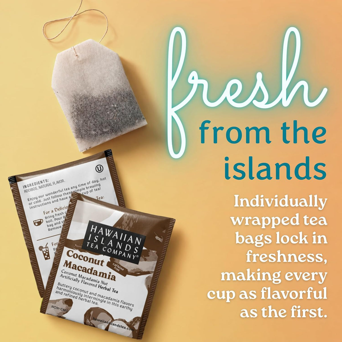 Hawaiian Islands Tea Company Coconut Macadamia Red Rooibos Tea 120 Teabags