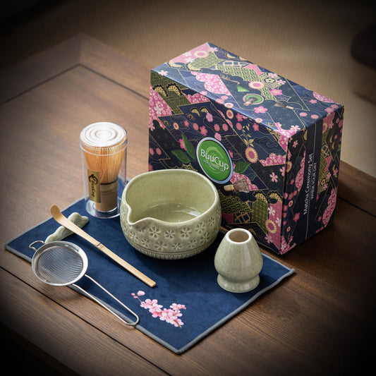 Buucup Matcha Whisk Set, Ceramic Matcha Kit Set with Bowl & Tools, Green