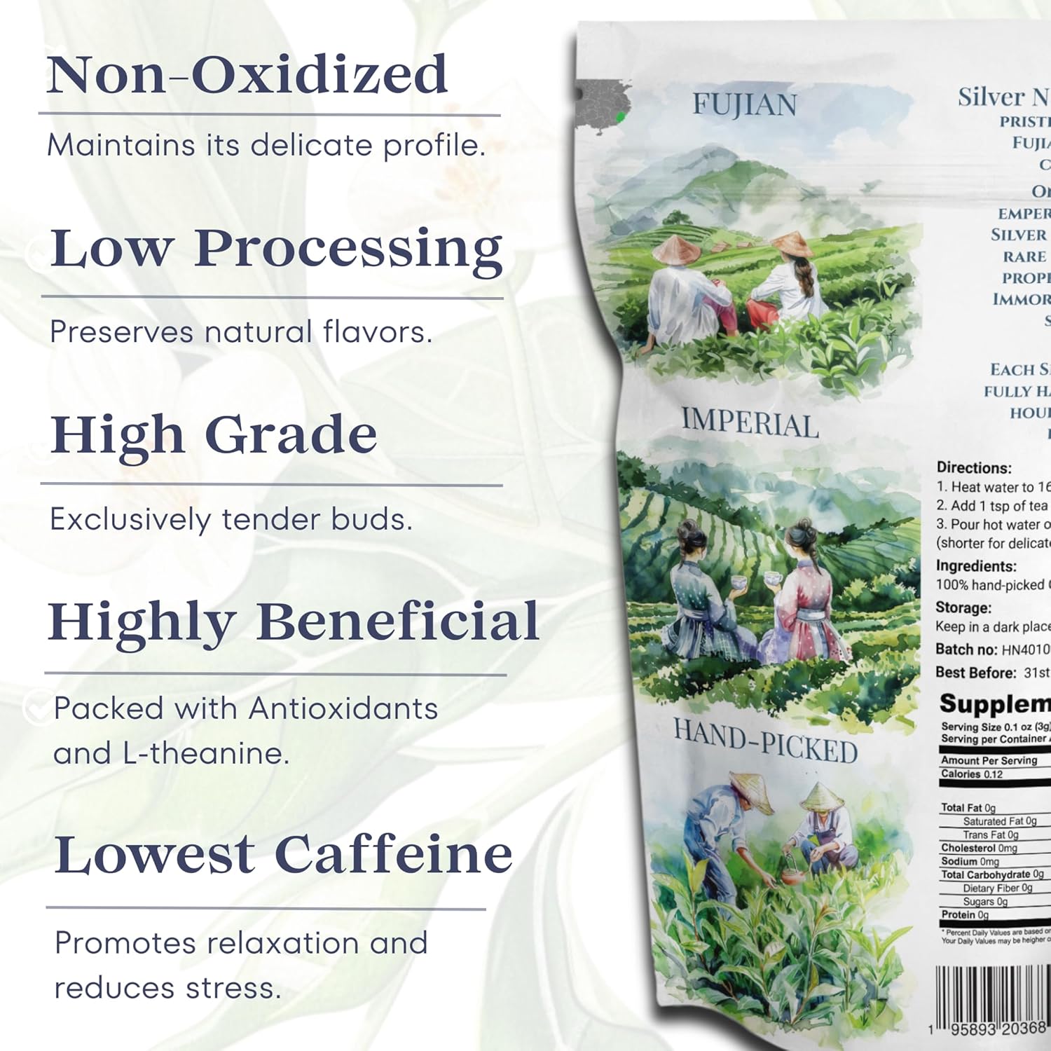 TODICAMP Premium Silver Needle Tea - 3 oz of Premium White Tea Loose Leaf