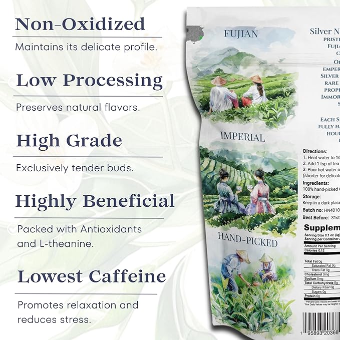 TODICAMP Premium Silver Needle Tea - 3 oz of Premium White Tea Loose Leaf