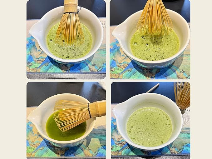 Matcha Whisk set, 8pcs Matcha Making Kit Includes Ceramic Bowl, Bamboo Whisk (Chasen), Whisk Holder, Sifter, Bamboo Scoop, Scoop Rest, Tea Towel