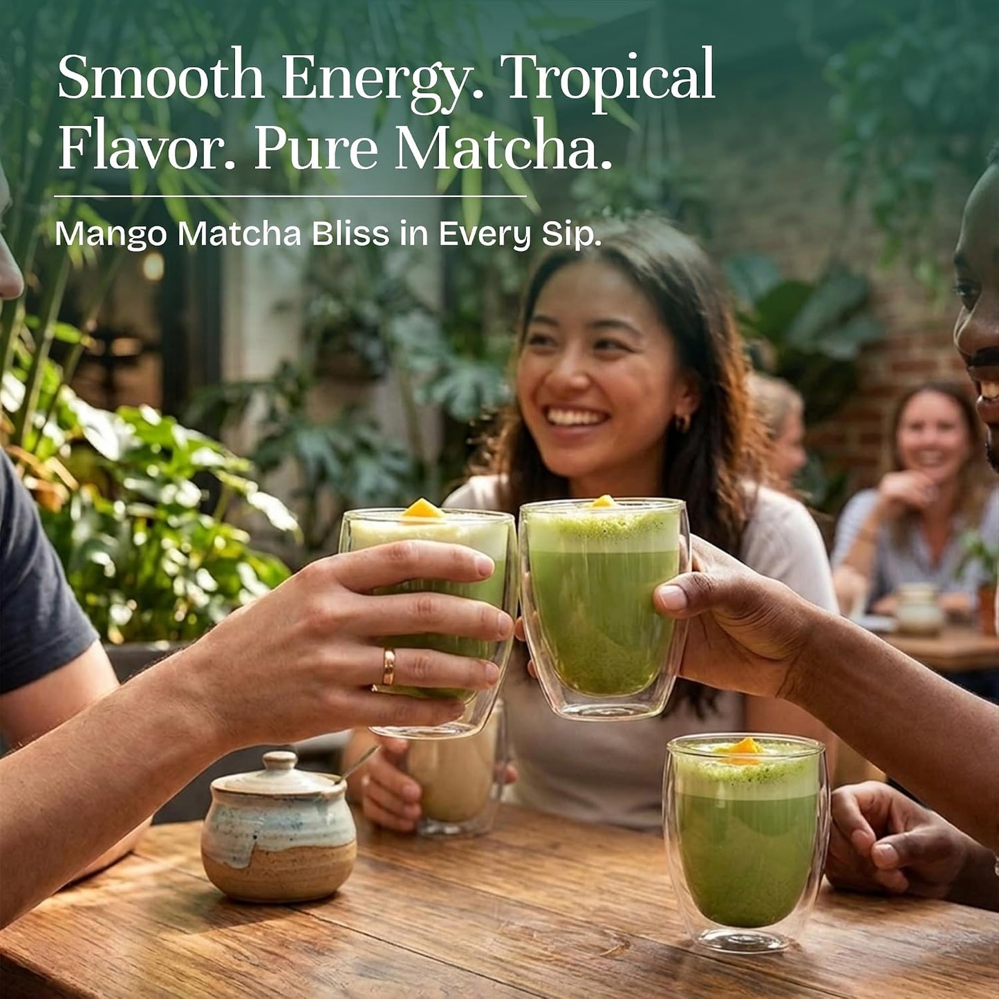 Tea Nation Matcha Mango Latte – Instant Matcha Latte Powder Drink Mix with Real Mango | Mango Green Tea Energy Drink | Smooth Energy Boost | Vegan, No Additives | 100g