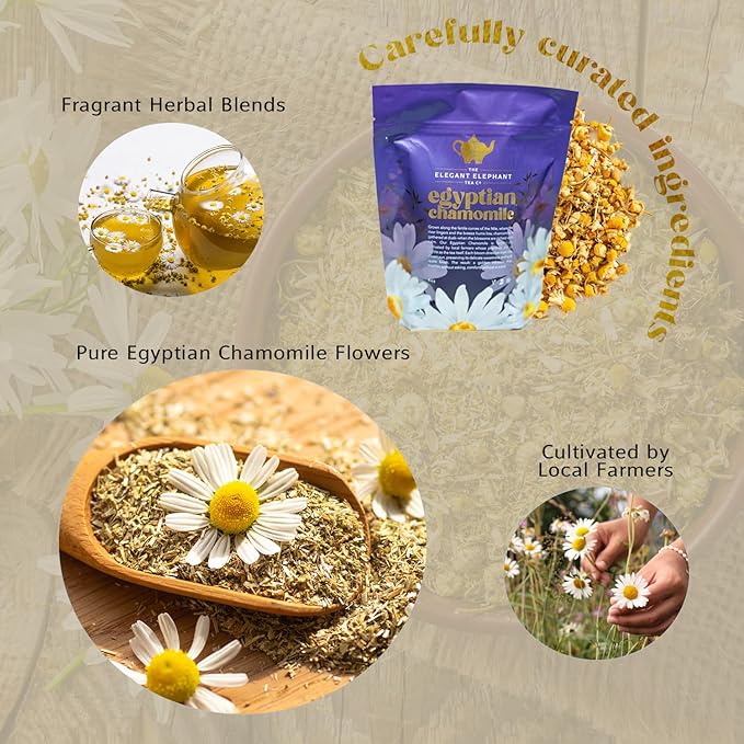 Egyptian Chamomile Tea, Organic Loose Leaf Herbal Tea – Cozy, Calming – Supports Stress Relief, Relaxation & Sleep
