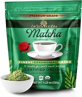 Golden Herbs Matcha Superior Ceremonial Blend Green Tea Powder from Uji, Kyoto, USDA Organic, Gluten-Free Vegan, 100% Pure Unsweetened, No Additivesm, Resealable Freshness Pouch (120 Grams, 4.23 OZ)