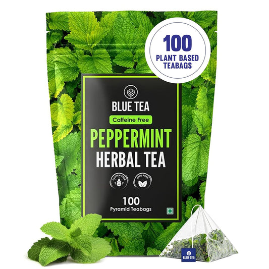 BLUE TEA - Peppermint Tea - 100 Count - Plant Based Tea Bag