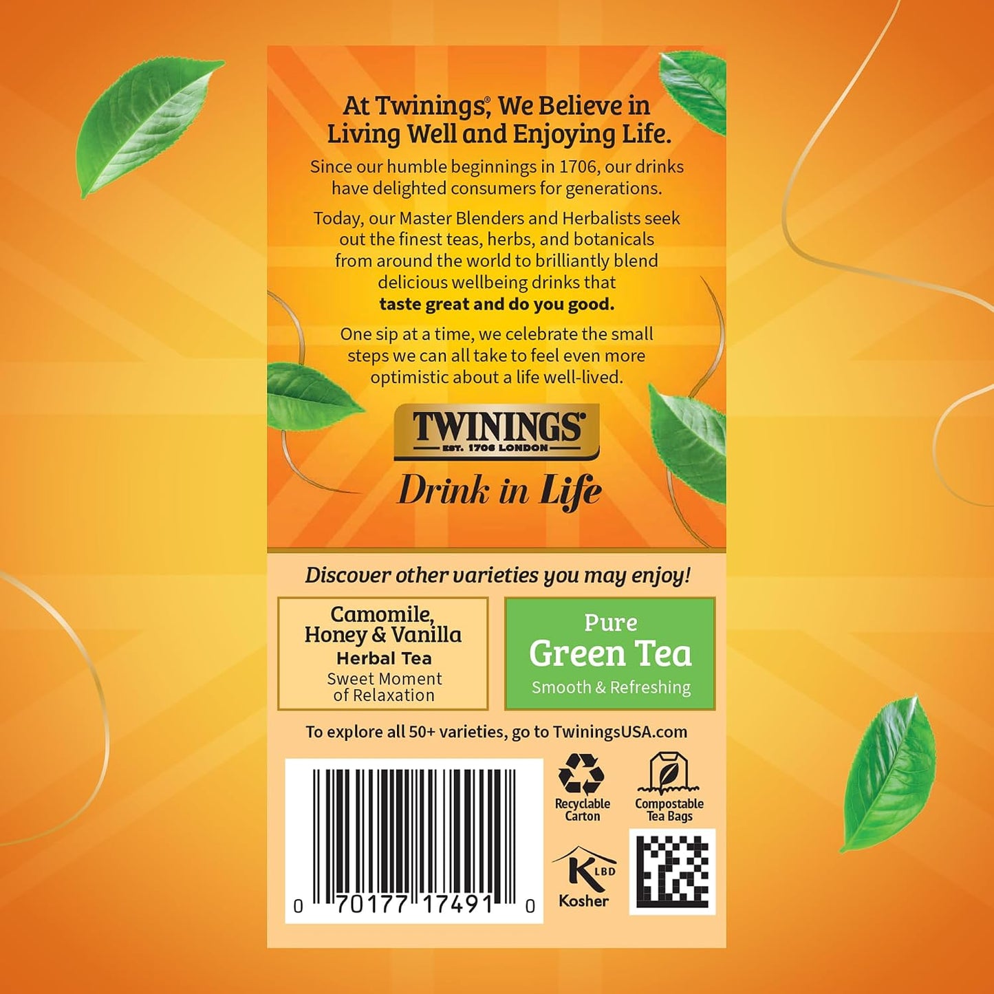Twinings Peppermint &amp; Creamy Vanilla Herbal Tea Bags, 20 CT Box (1 Pack) | Formerly Buttermint, Minty &amp; Creamy, Naturally Caffeine-Free, 20 Foil Lined Individually Wrapped Bags, Enjoy Hot or Iced