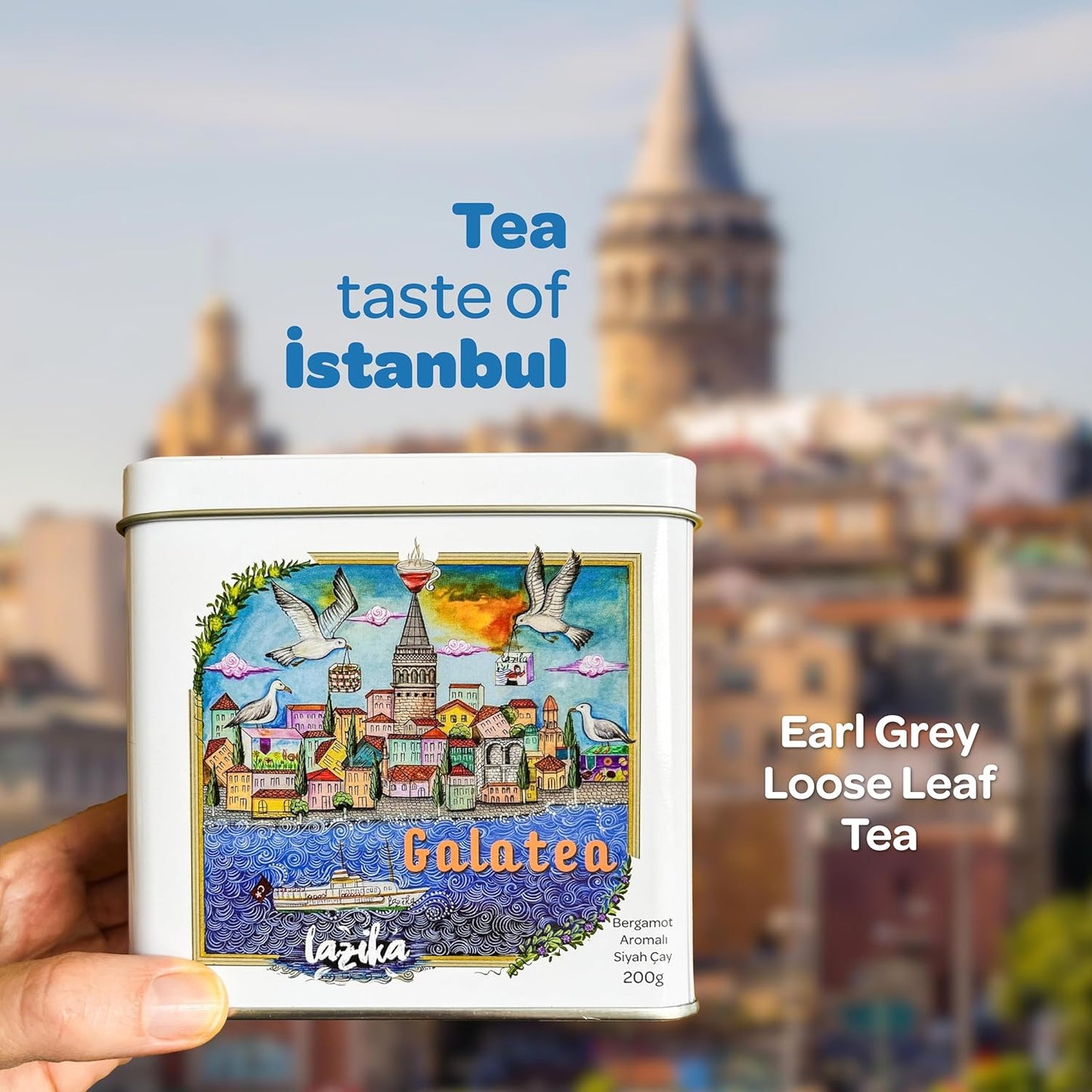 Lazika Earl Grey Tea, 7.05 Oz Loose Leaf Tea, English Breakfast Tea, Tea Gift Set for Tea Lovers
