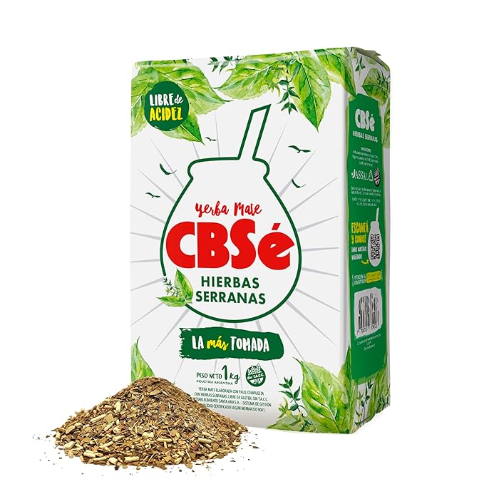 CBSe Hierbas Serranas Yerba Mate – Loose Leaf Yerba Mate Tea with Mountain Herbs, Naturally Caffeinated, Gluten-Free, 1 kg (2.2 lbs)