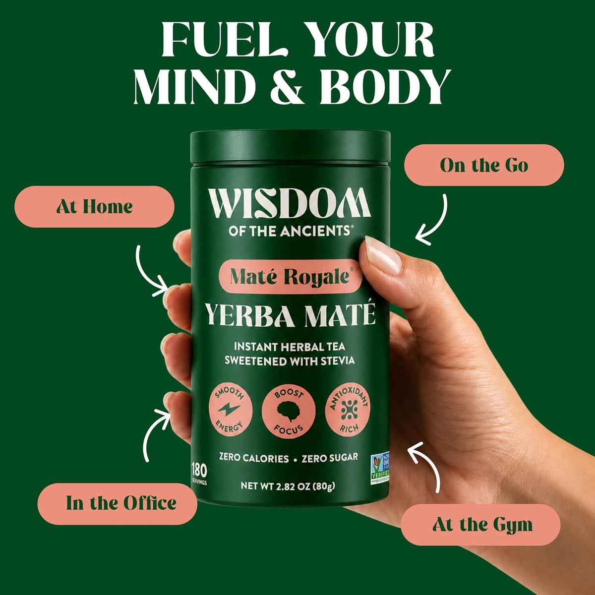 Wisdom of the Ancients Instant Yerba Mate Tea Powder - Mate Royale, 2.82 Oz