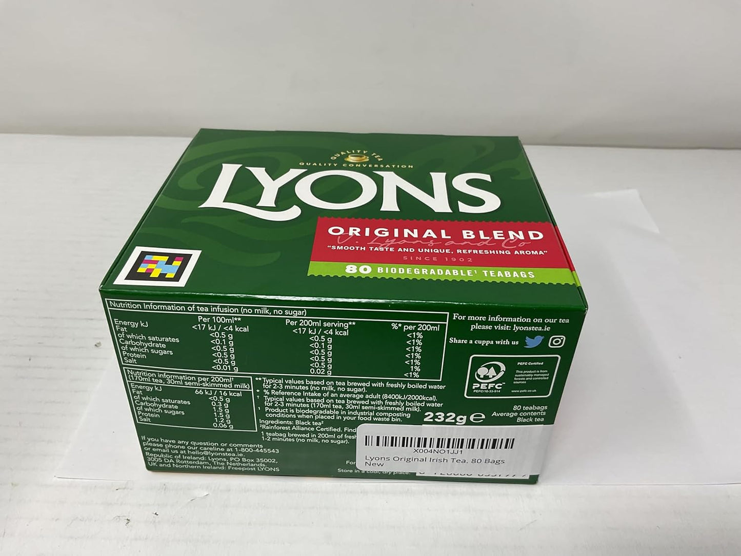 Lyons Original Irish Tea. 80 Bags