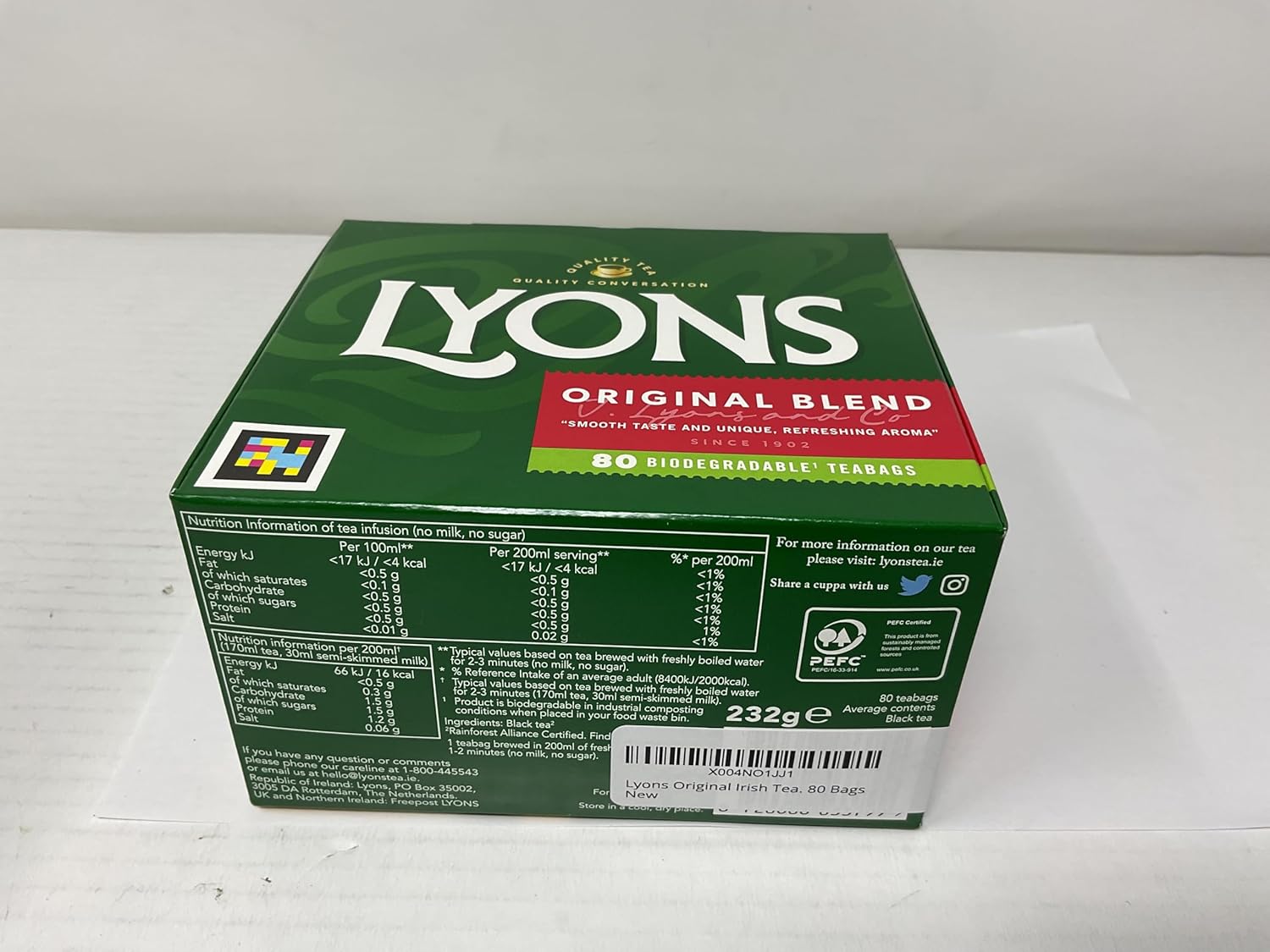Lyons Original Irish Tea. 80 Bags