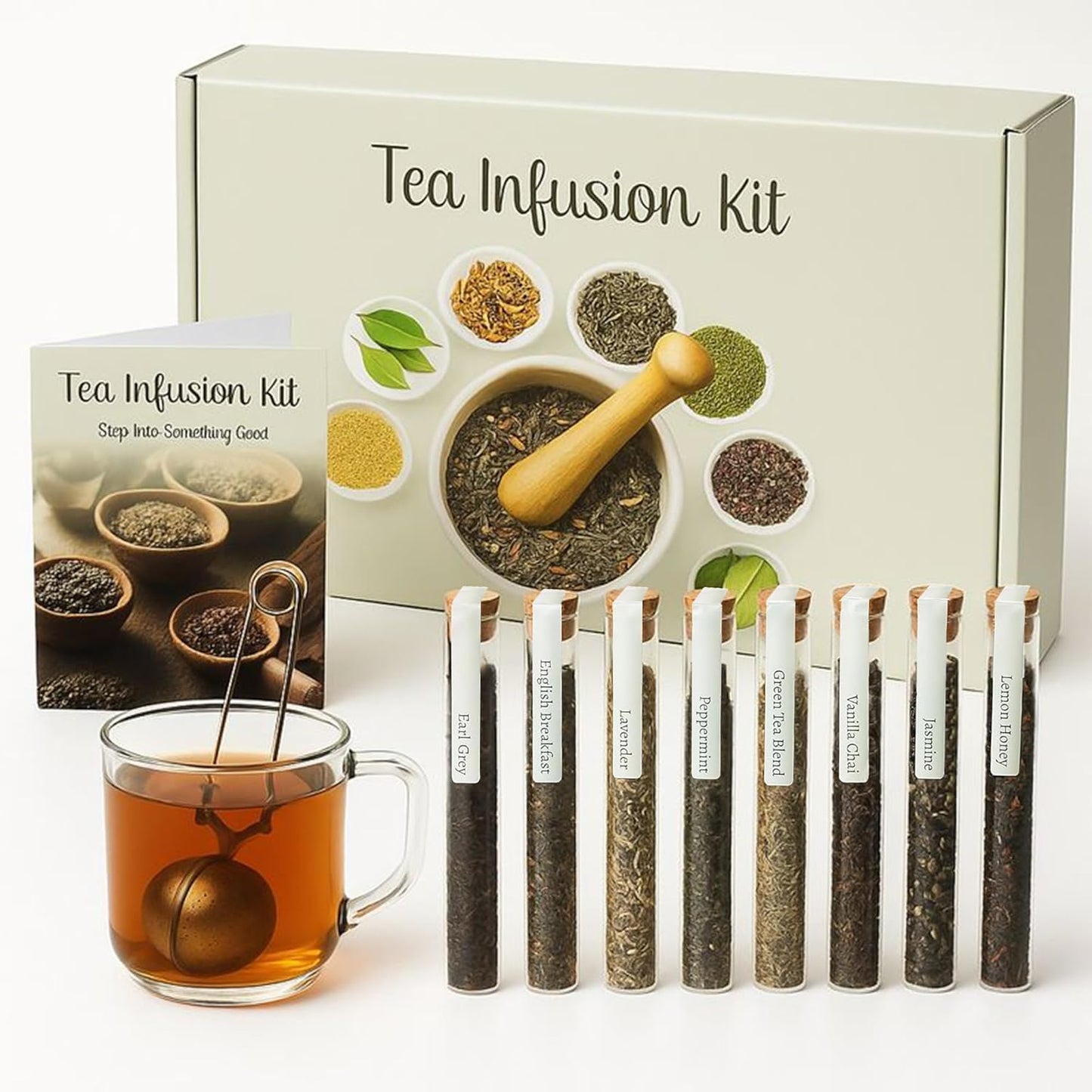 Loose Leaf Tea Sampler - Tea Gift Set Box – 8 Unique Flavors with Stainless Steel Infuser, Vanilla Chai, Jasmine, Lemon Honey & More