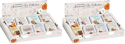Bigelow Tea Seasonal Collection, Variety Gift Box Sampler, 64 Tea Bags, (Pack of 2)