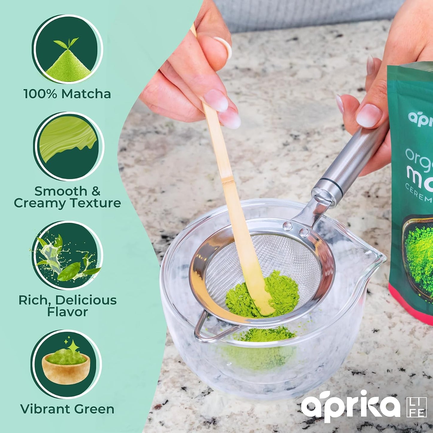 AprikaLife Organic Ceremonial Grade Matcha Powder from Japan – 3.5 oz | Authentic Japanese First Harvest Matcha, Yabukita Cultivar. No Sugar Added. USDA &amp; JAS Certified Organic. For Tea &amp; Lattes.