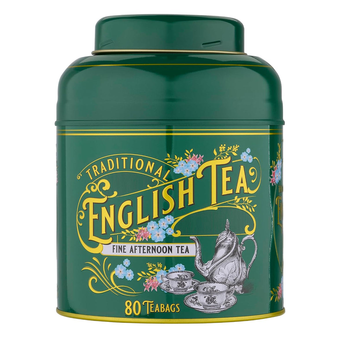 New English Teas Vintage Victorian Tea Tin with 80 Tea Bags - Dark Green