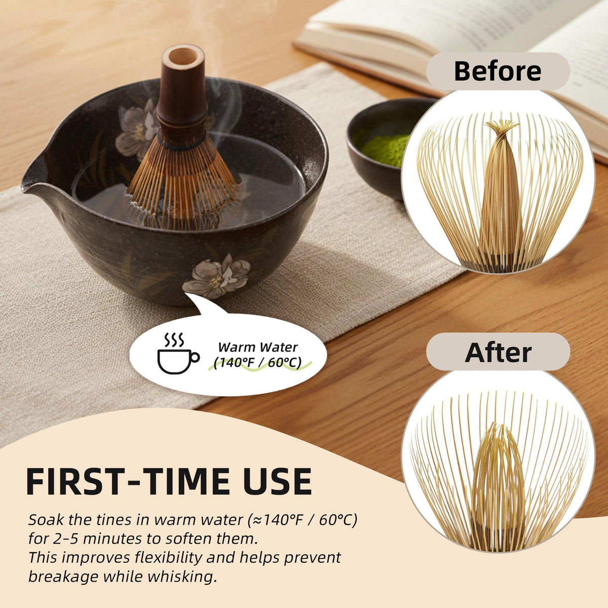 ECOLEMON Handcrafted Shin Chasen, Matcha Whisk for Matcha Ceremonial Grade