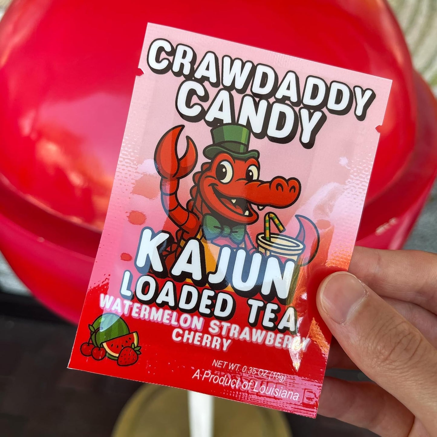 Kajun Loaded Tea – Crawdaddy Candy | Watermelon + Strawberry + Cherry Flavor | Sugar Free Energy Tea Powder | 250mg Green Tea Caffeine | Zero Calories | Keto Friendly