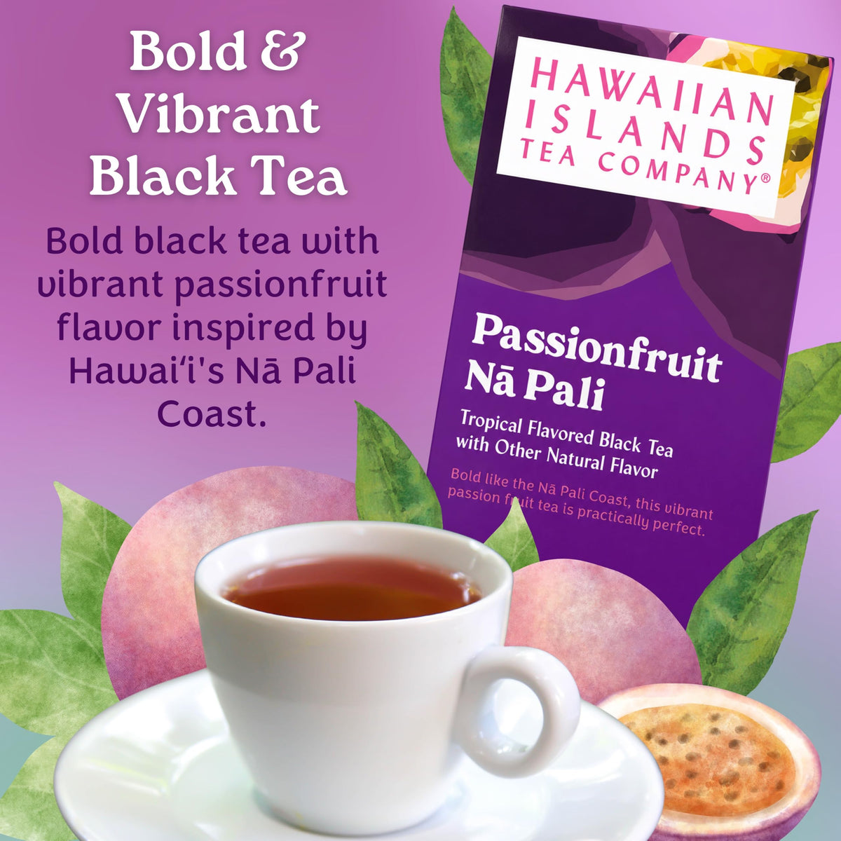 Hawaiian Islands Tea Company Passionfruit Na Pali Black Tea Bags 20 Teabags