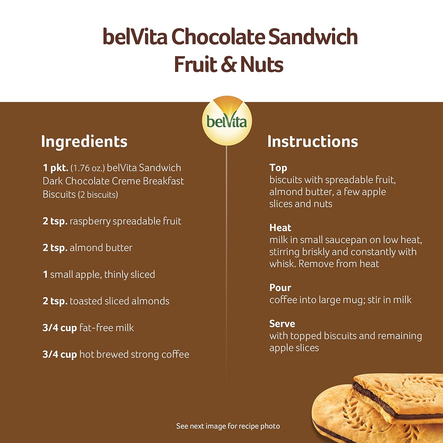 belVita Breakfast Bar Biscuit Sandwiches, Dark Chocolate Creme, 30 Total Packs, 6 Boxes (2 Biscuits Per Pack)