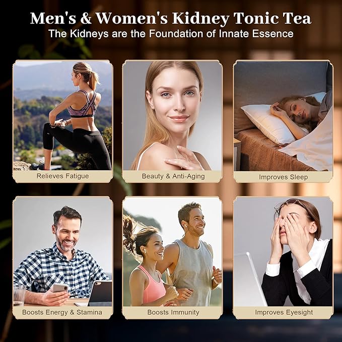 Ginseng Five Treasures Tea Kidney Tea - Ginseng & Mulberry Herbal Teas Natural Chinese Red Date Kidney Cleanse Detox Teas Bag for Men Women