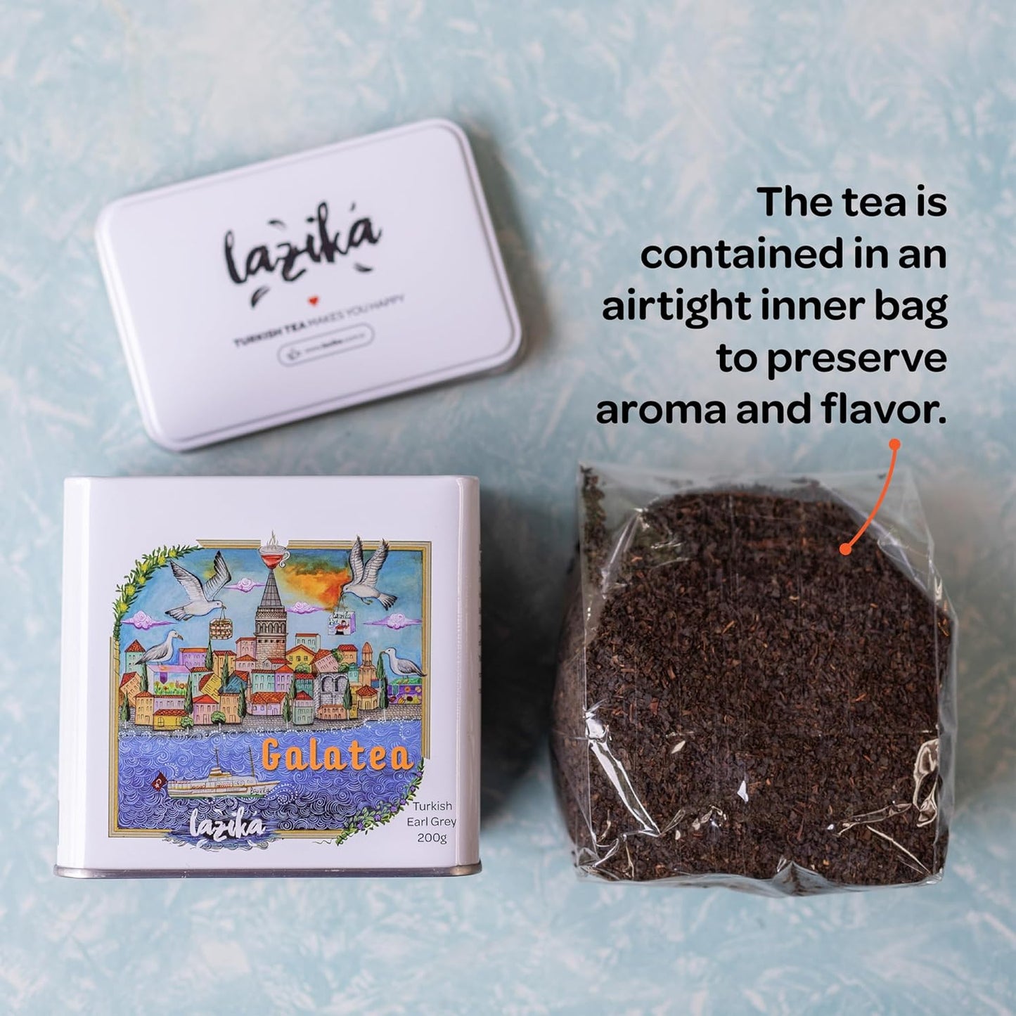 Lazika Earl Grey Tea, 7.05 Oz Loose Leaf Tea, English Breakfast Tea, Tea Gift Set for Tea Lovers