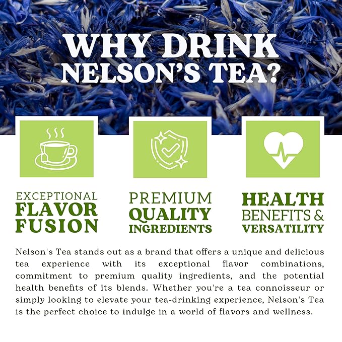 Nelson's Tea Cornflower Petals - Dried Blue Cornflower (Centaurea Cyanus) for Tea Blends, Latte, Smoothie, & Bath Salts (16 oz)