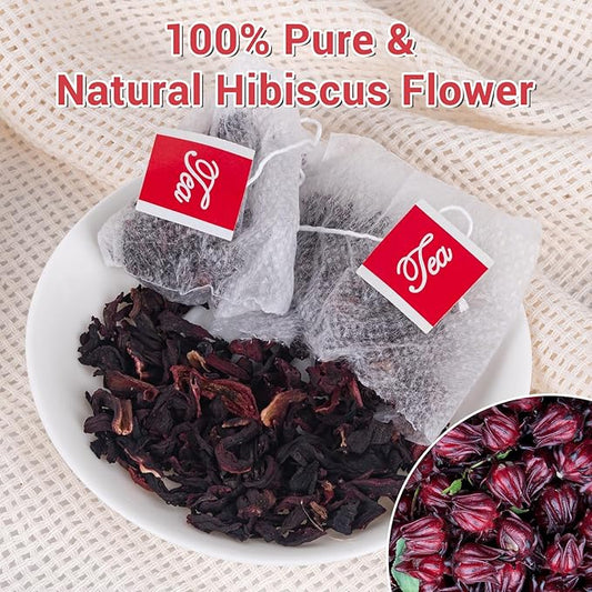 Hibiscus Tea Bags – 100% Natural Hibiscus Flowers, Caffeine-Free, Non-GMO, No Sugar (100 Bags)