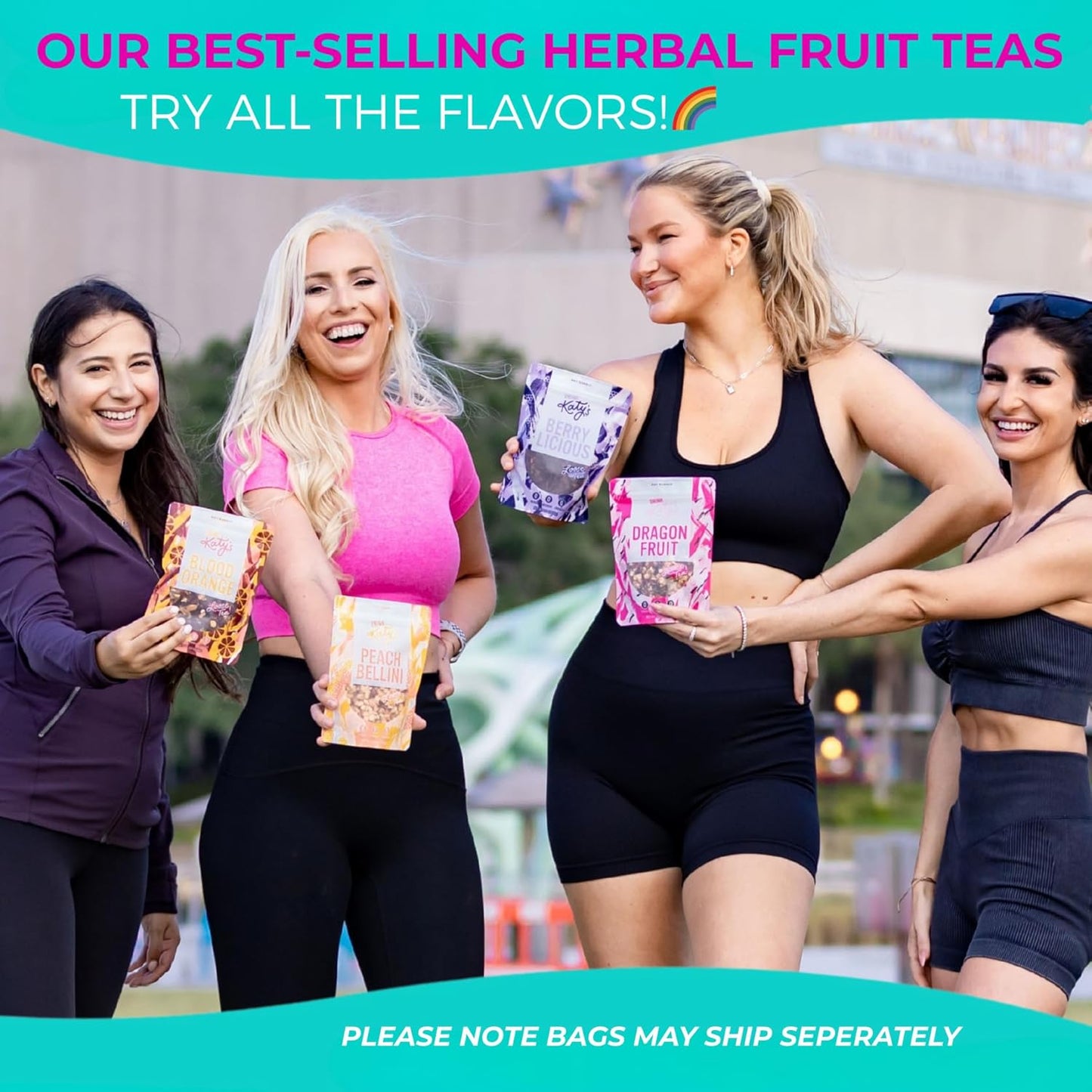 Katy’s Loose Leaf Tea Flavor Sampler - Fruit Herbal Tea Variety Pack - Berry, Peach, Blood Orange & Dragonfruit - Caffeine-Free, Full Leaf Tea - Cold Brew or Hot - 120+ Cups